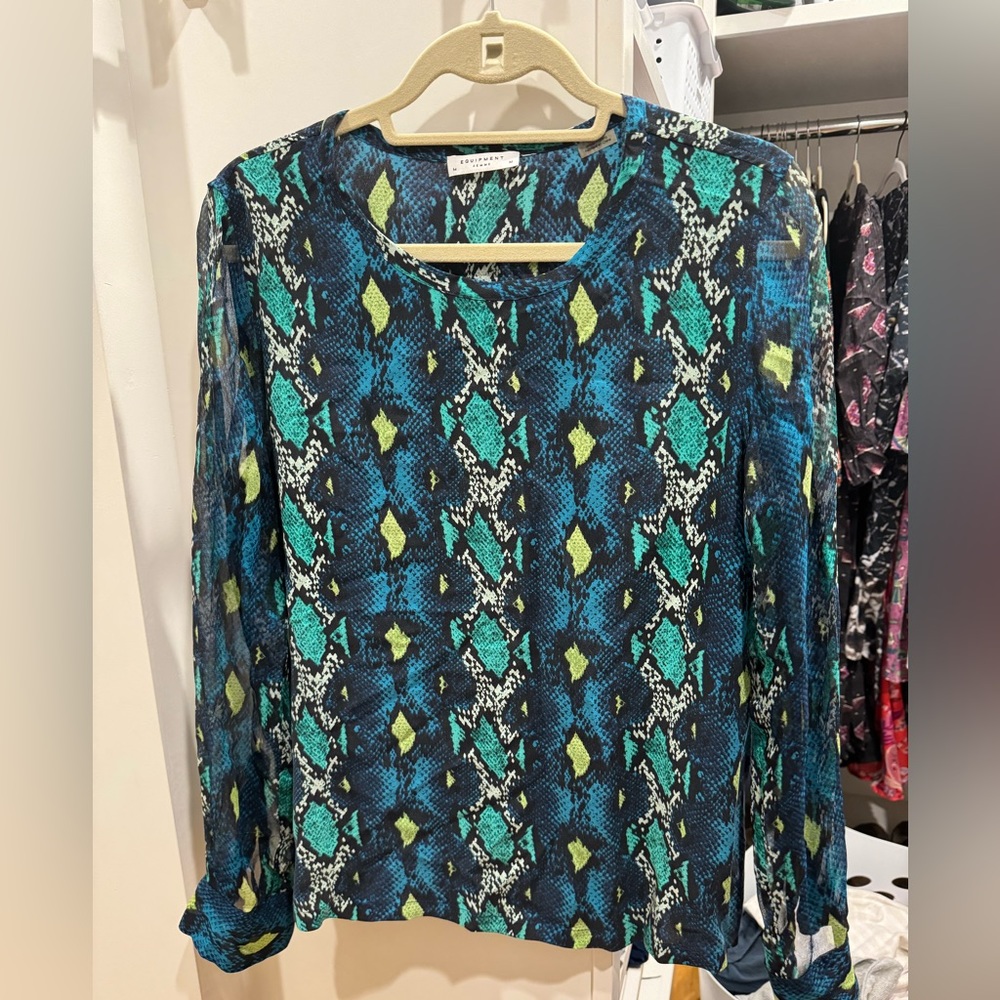 Animal print blouse by Equipment with shear sleeve